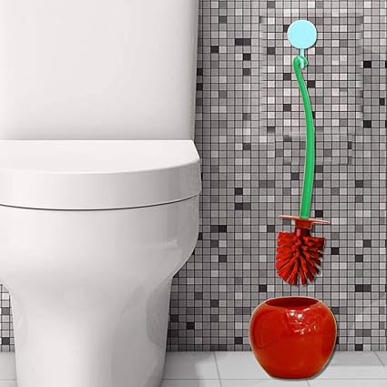 Evaliana Toilet Brush Set with Holder Bowl Long Handle Household Bathroom Cleaning Tool Red