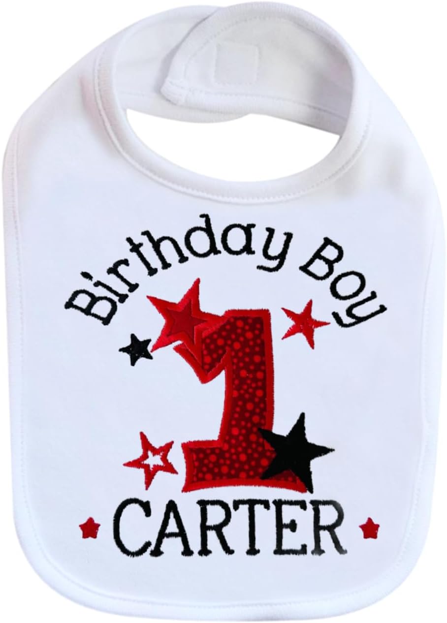 First Birthday Boy Bib Smash Cake Bibs - 1st Birthday Bib Personalized with Baby Custom Name