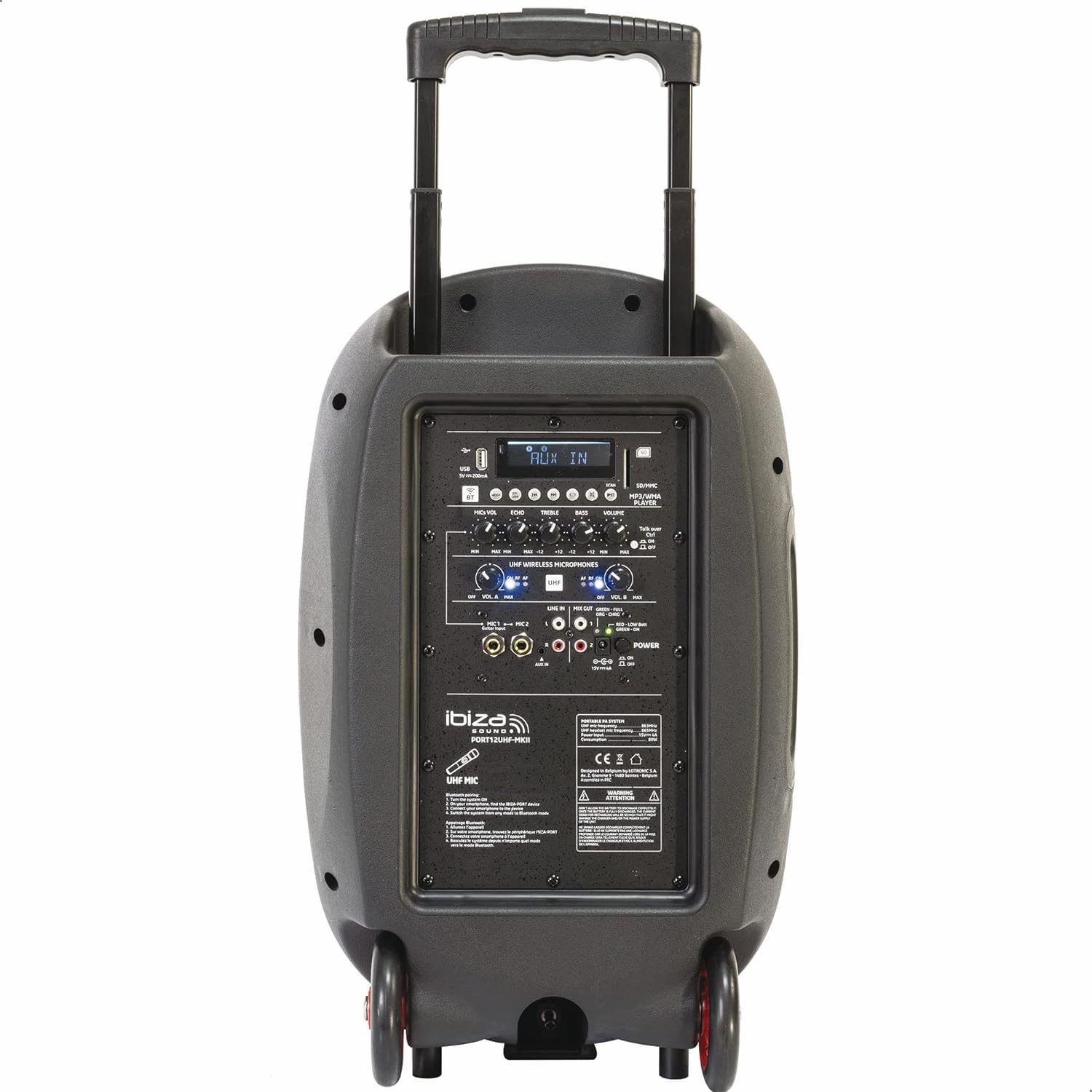 Ibiza - Pack Sono 2 Enceintes Portables USB Bluetooth PORT12VHF-MKII-TWS 700W 6 Micros - Paire Supports Enceintes SS01B-MINI