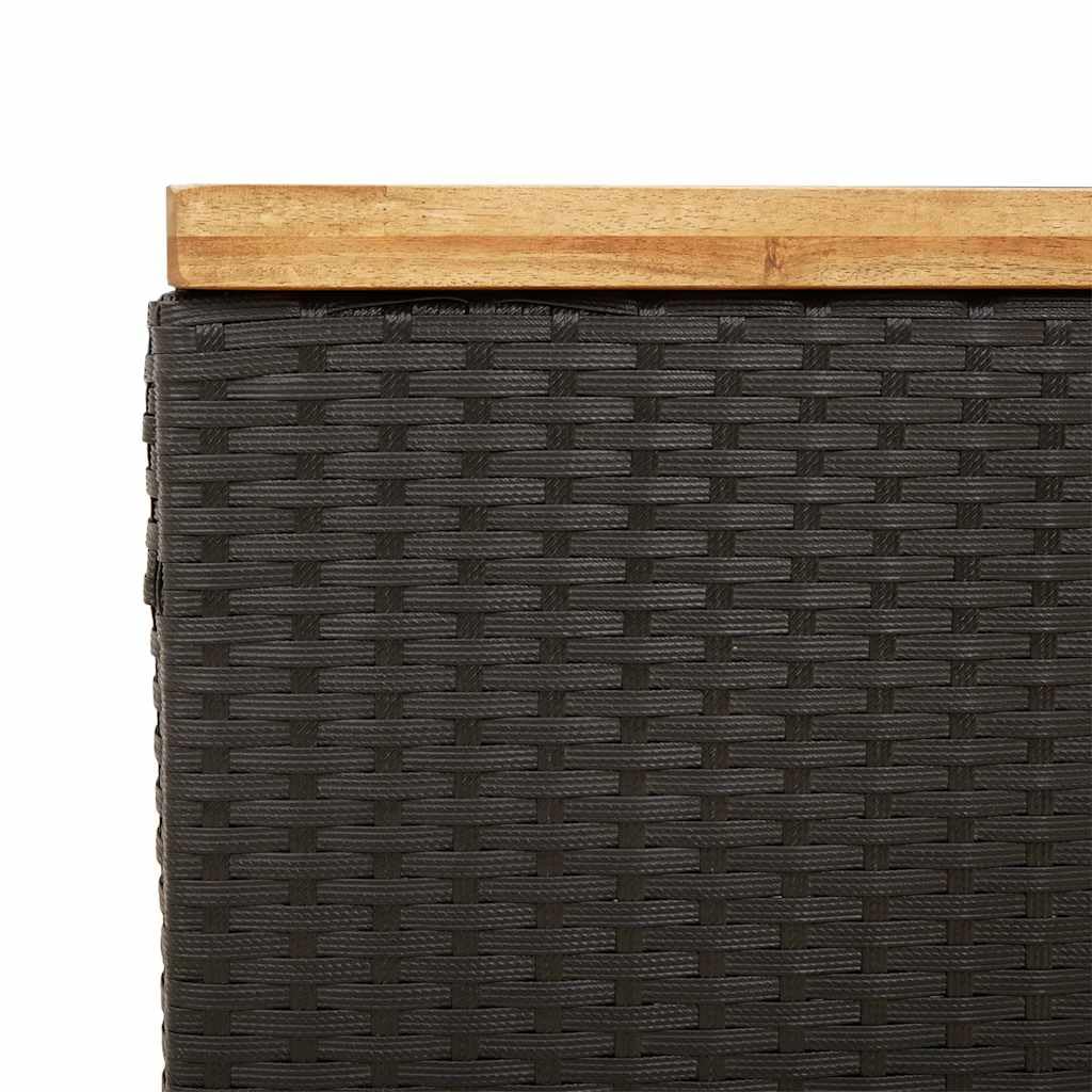 vidaXL Boîte de Rangement de Jardin, Coffre à Outils avec Couvercle, Organisateur de Terrasse Patio, Moderne, Noir Résine Tressée Bois Acacia