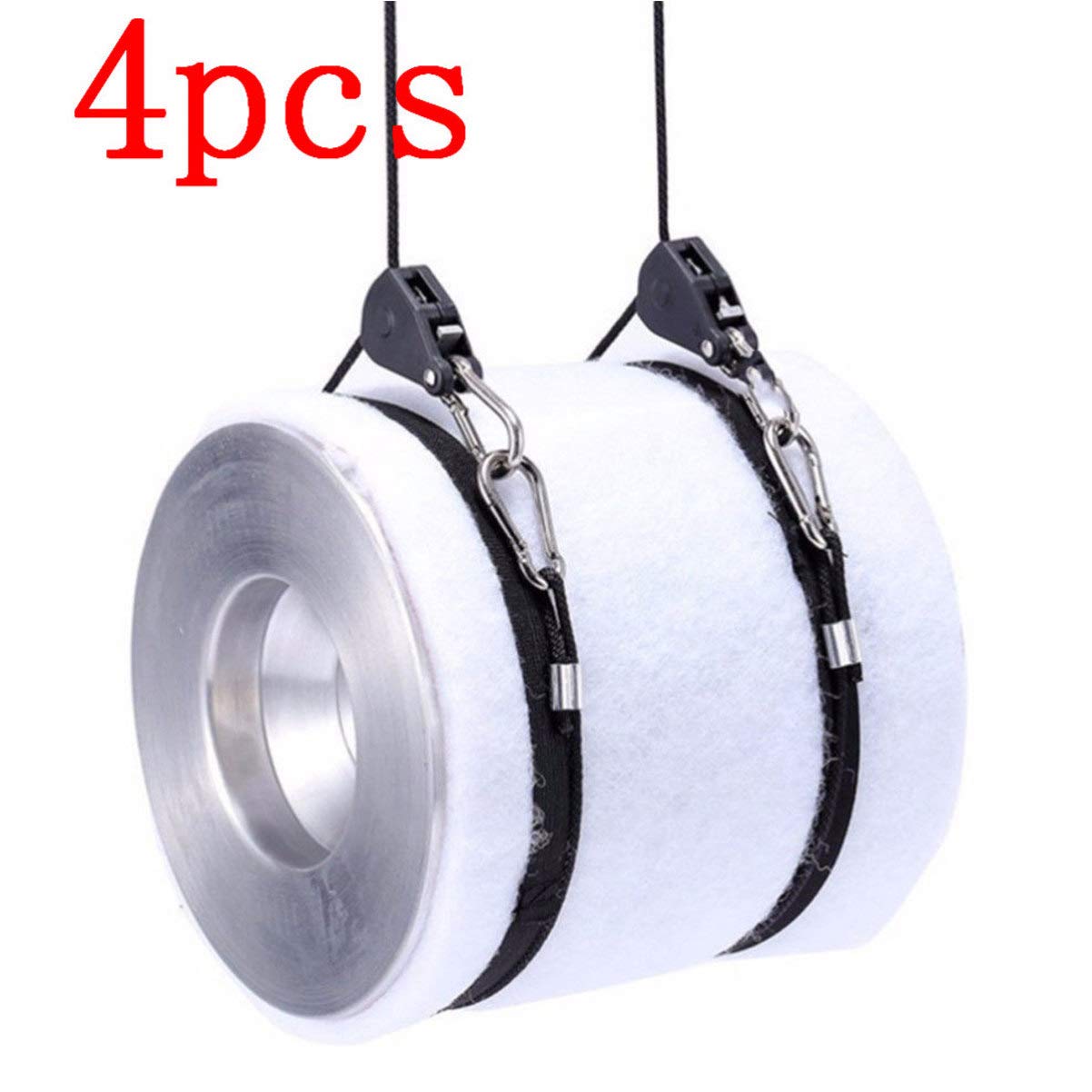 VILLCASE Lot De 4 Cintres Réglables À Cliquet 1/8 Pouce en Corde pour Lampes De Croissance Intérieur Supports Robustes en Acier Inoxydable pour Jardinage en Serre