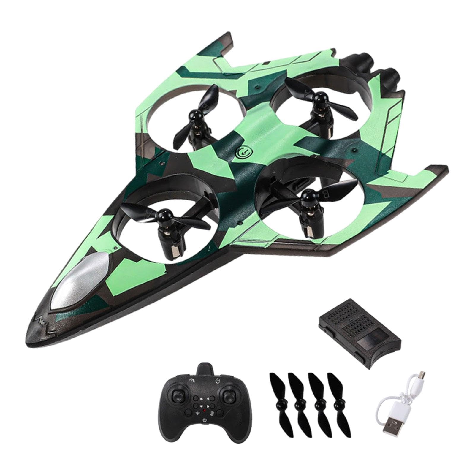 Milageto Avión Teledirigido con Fijas Avión RC de Planeador Fighter Control Remoto 2.4G y Flips 360° Hecho en PP Fuerte y Liviano, Verde