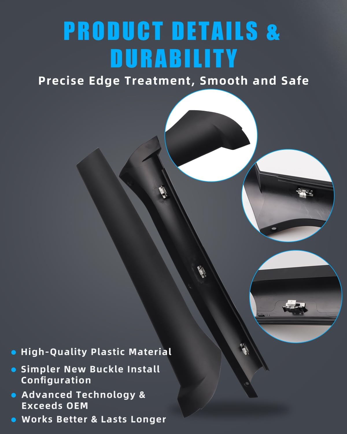 Windshield A-Pillar Trim Molding for Land Rover Discovery 2 1999-2004, Front Driver & Passenger Side Windshield Post Trim A Pillar Molding, Replaces DCB500060PMA (Right), DCB500070PMA (Left)