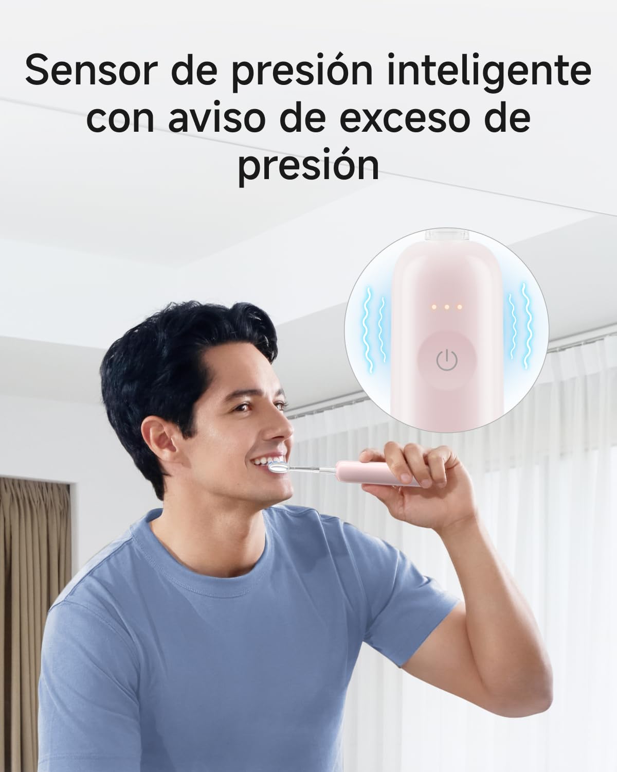 Laifen Wave Pro Cepillo de Dientes Eléctrico Sónico con Tecnología WaveMotion de 60° y 66.000 VPM, 70 Días de Autonomía, Sensor de Presión, Carga Inalámbrica, 2 Cabezales Pro Incluidos (Rosa Pastel)