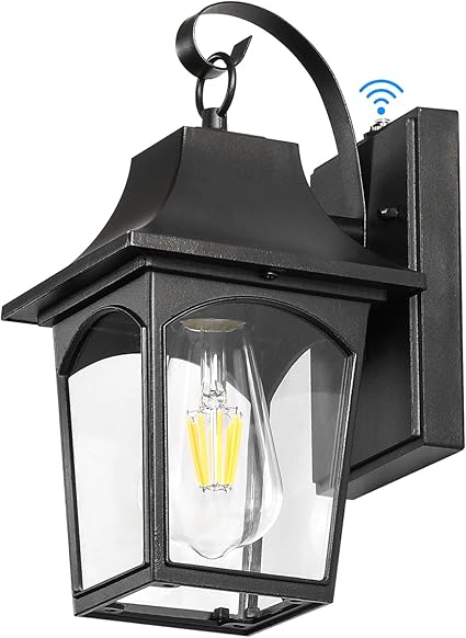 Dusk to Dawn Outdoor Wall Lantern for Home Porch Garage Entryway Front Door, Exterior Sconce Light Fixtures, Anti-Rust Waterproof Wall Mount Wall Light with Clear Glass and Light Sensor