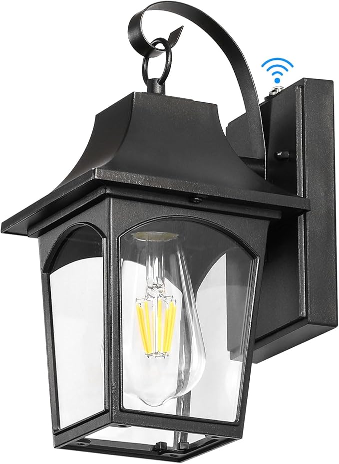 Dusk to Dawn Outdoor Wall Lantern for Home Porch Garage Entryway Front Door, Exterior Sconce Light Fixtures, Anti-Rust Waterproof Wall Mount Wall Light with Clear Glass and Light Sensor