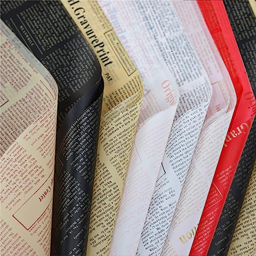 20 Vintage English Newspaper Flower Wrapping Paper, Waterproof Flower Bouquet Wrapping Paper, Flower Wrapping Materials, DIY Crafts Gift Wrapping or Gift Box Wrapping Paper,27.5*19.6 inch (Gold - Thumbnail 4