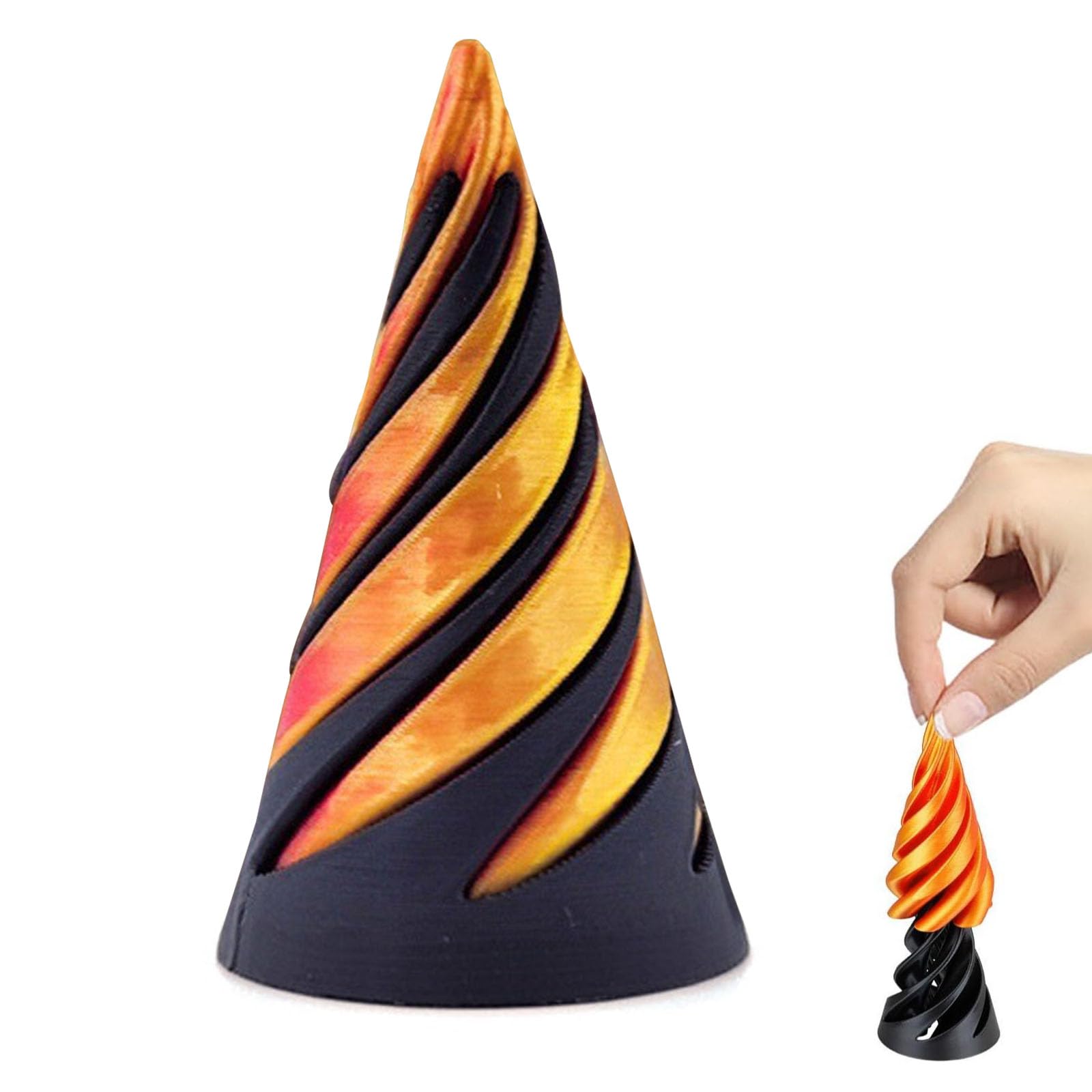 3D Printed Rotating Spiral Cone Fidget Toy AWAVM Impossible Pyramid Passthrough Sculpture Pass Through Pyramid Fidget Toy Fun Toys Anxiety Stress Relief Toy for Home Office Desk Decor Souvenir Gift