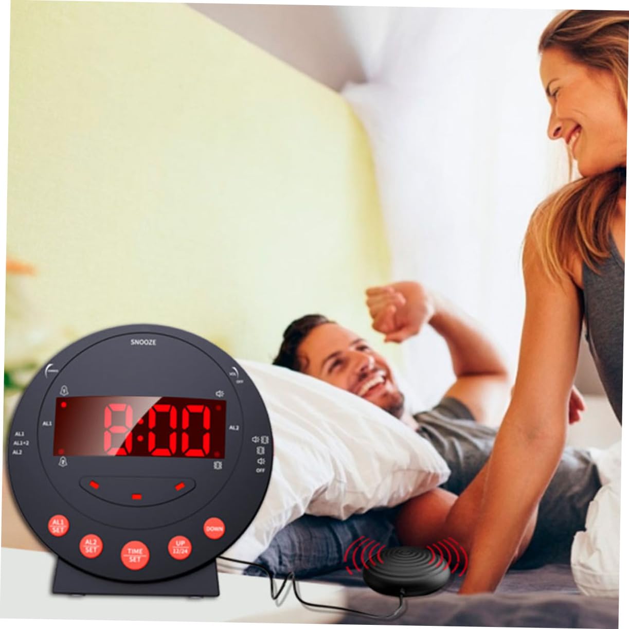 Cabilock Digitaler Vibrationswecker für Gehörlose und Schwerhörige mit Starker Vibration und Einstellbarer Lautstärke Inklusive USB Kabel für Einsatz im Bett