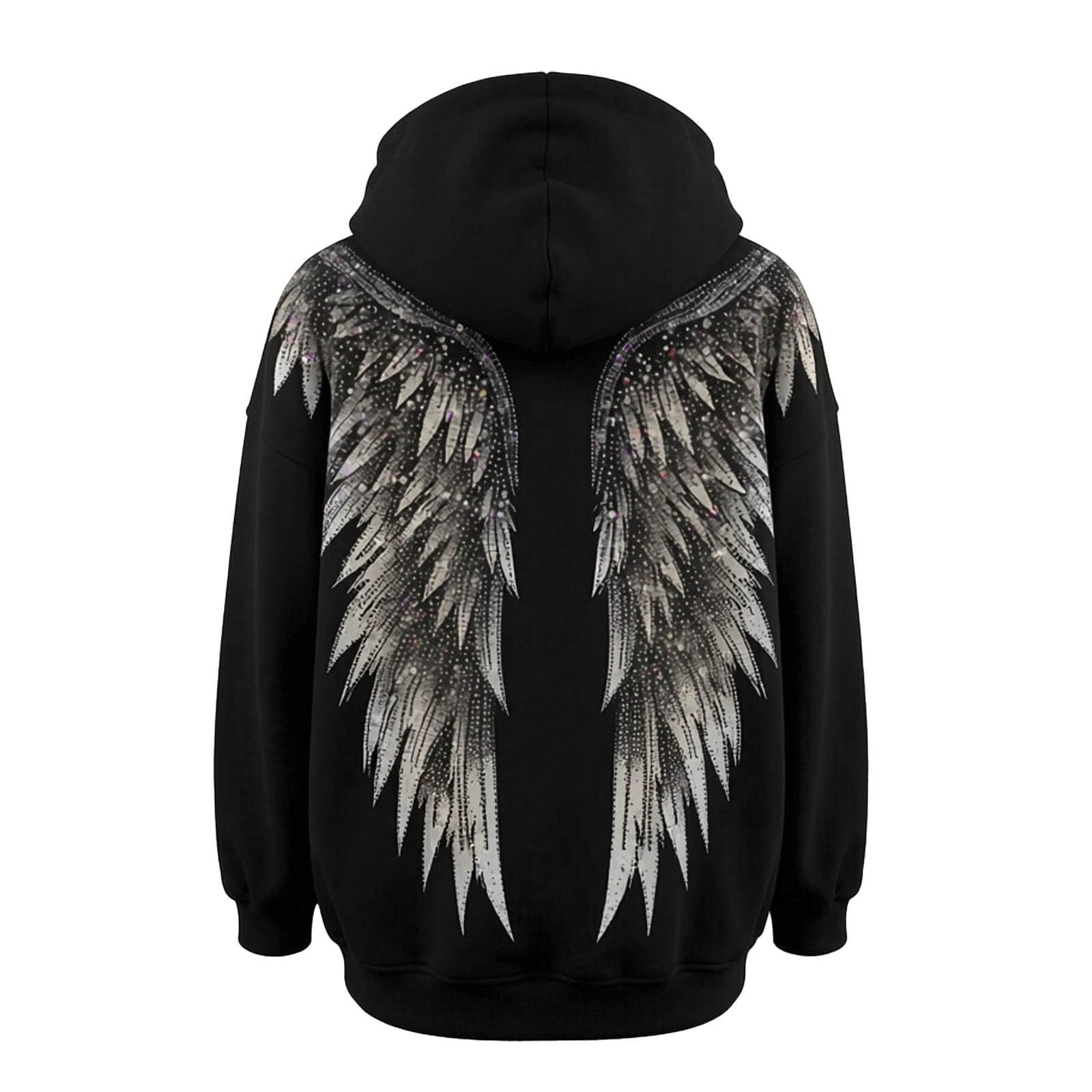 Generisch Hoodie Oversize Damen Sweatjacke mit Kapuze Strass Kapuzenjacke Sweatshirt Langarm Taschen Locker bequem Weich Basic Freizeit Sport Streetwear Fashion Tops für Zuhause und Outdoor