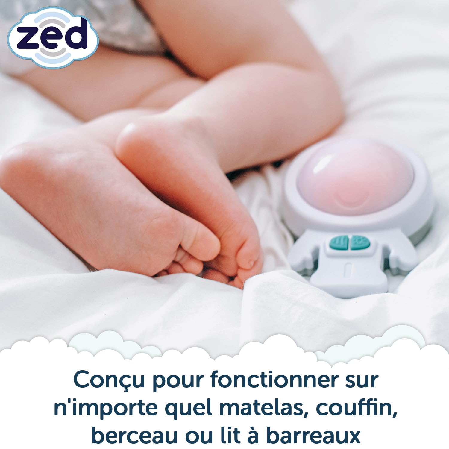 Zed par Rockit - Aide Votre Bébé à s’Endormir, 6 Modes de Vibration, Fonctionne sur Tout Matelas, Aide au Sommeil de Bébé pour Berceaux, Couffins, Landaus, Panier Moïse, Lits Bébé Dès la Naissance