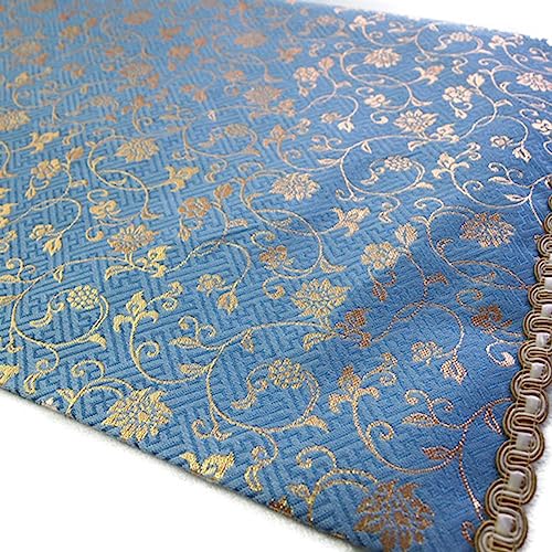 夏用 経机敷き 防火 防炎 仏壇 マット 打ち敷き 経机掛け 唸 (18号(28.5×43.5cm), 水色)