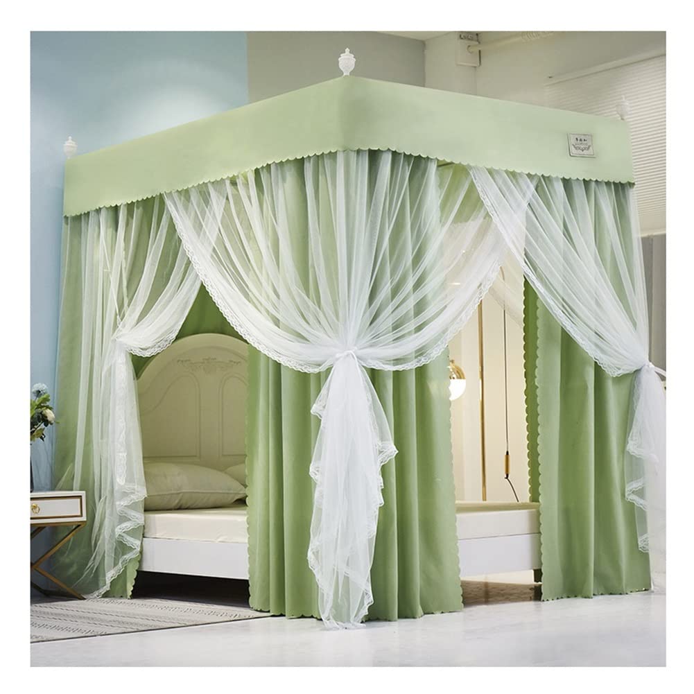 GJMSSMY Modern bed canopy mosquito net, single bed double bed bedroom romantic decoration bed curtain, with metal bracket (Color : Green, Size : 180X200cm/71X79inch)