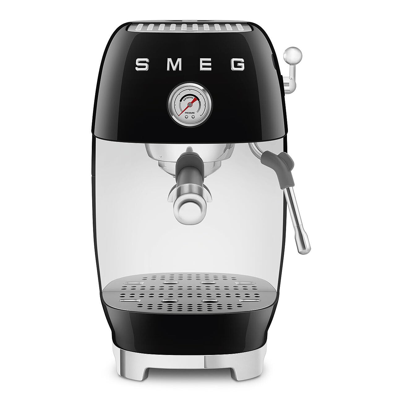 Smeg, Cafetera Espresso Manual ECF03BLEU, Thermoblock, Función de Brew Cold, Boquilla de Vapor y Manómetro, Depósito de 1,4 L, 1650 W, Negro