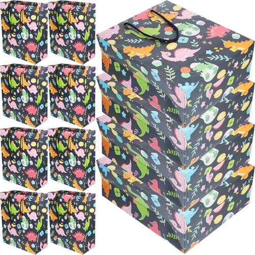 Sacs cadeaux papier dinosaure LOORGVEL avec poignées, pochette emballage bonbons anniversaire