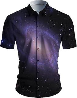 Generisch Hombre Universe Carnaval Camiseta de Manga Larga Otoño Casual Impresión 3D Hawaii Camisetas de Manga Corta Tops Camisas Hombre Azul