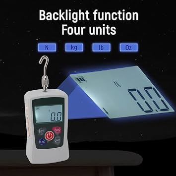 Digital Force Gauge 20-200N Push and Pull Tester Dynamometer with Units N/LB/Kg/Oz Portable Voltage Pressure Tester with Real Time/Peak/First Peak Modes