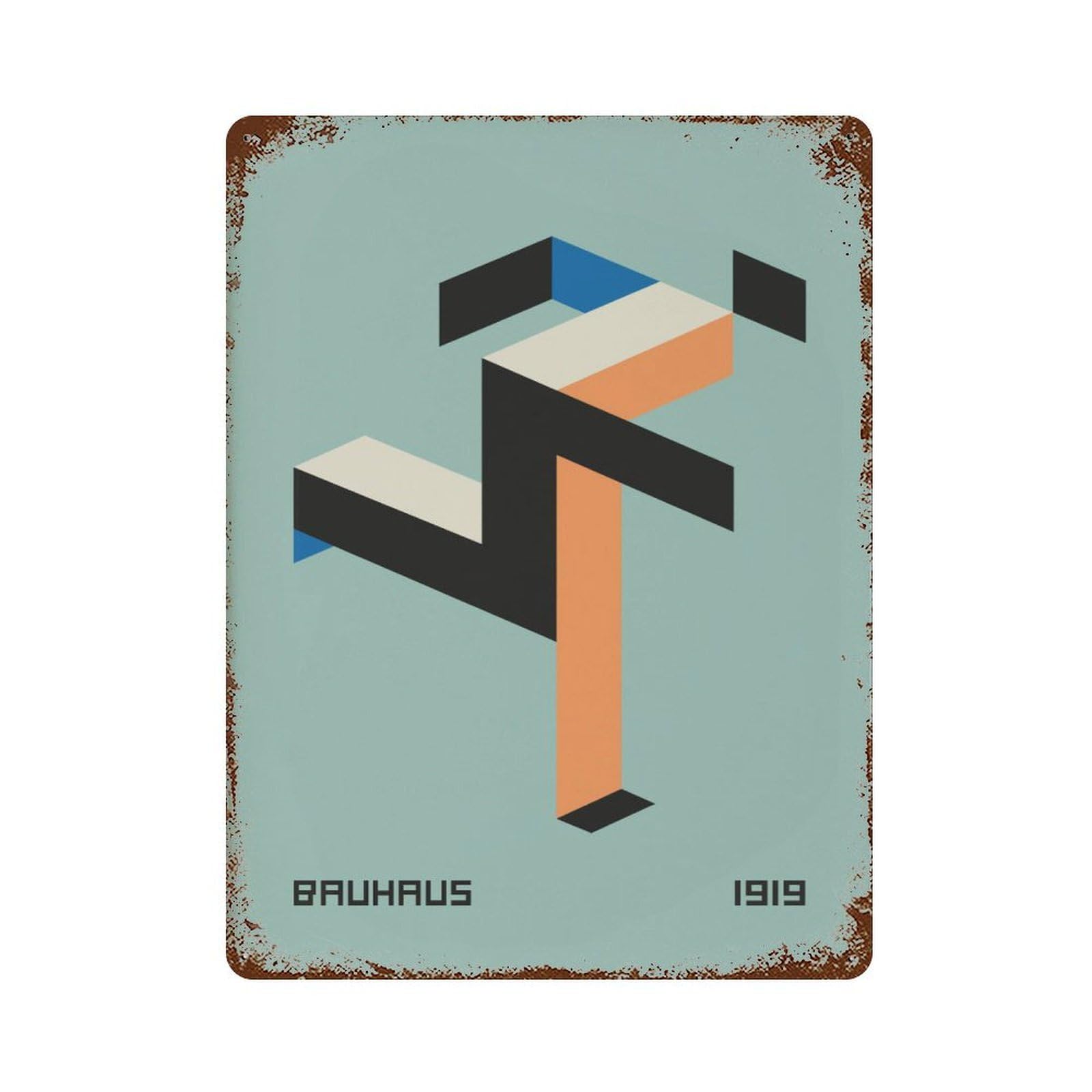 xiaoxiaoshen Bauhaus Running Man Geometric Vintage Exhibition Wall Decor Art Metal Tin Poster Modern Home Decor Art Home Bar Shop Decorations Vintage Sign 40x30cm