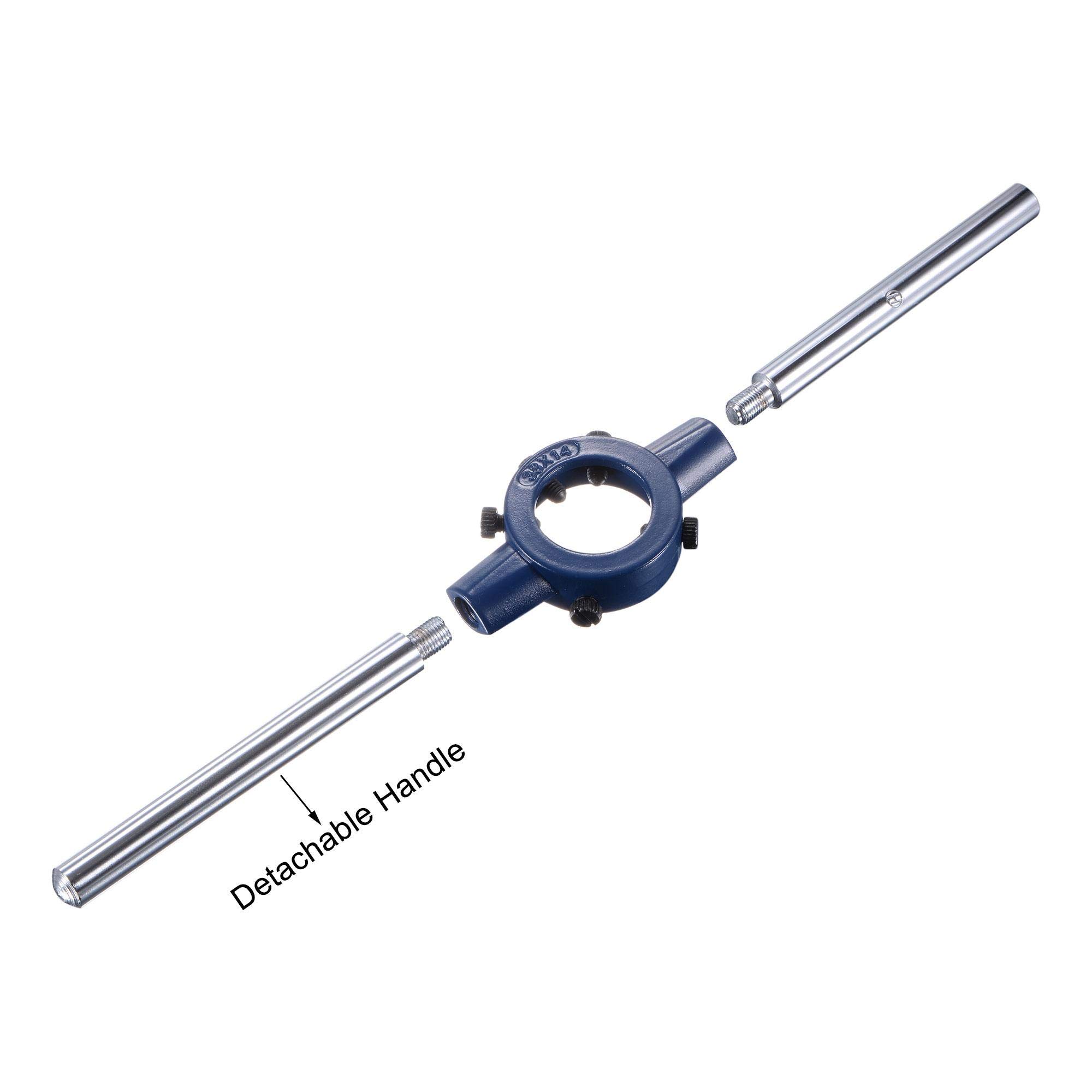 Juego de machos y terrajas de 5/8-18 UNF con Llave de Mango para terraja Redonda de 38 mm, Macho de roscar de máquina de Acero de Alta Velocidad y Herramienta de roscado de terraja Redonda