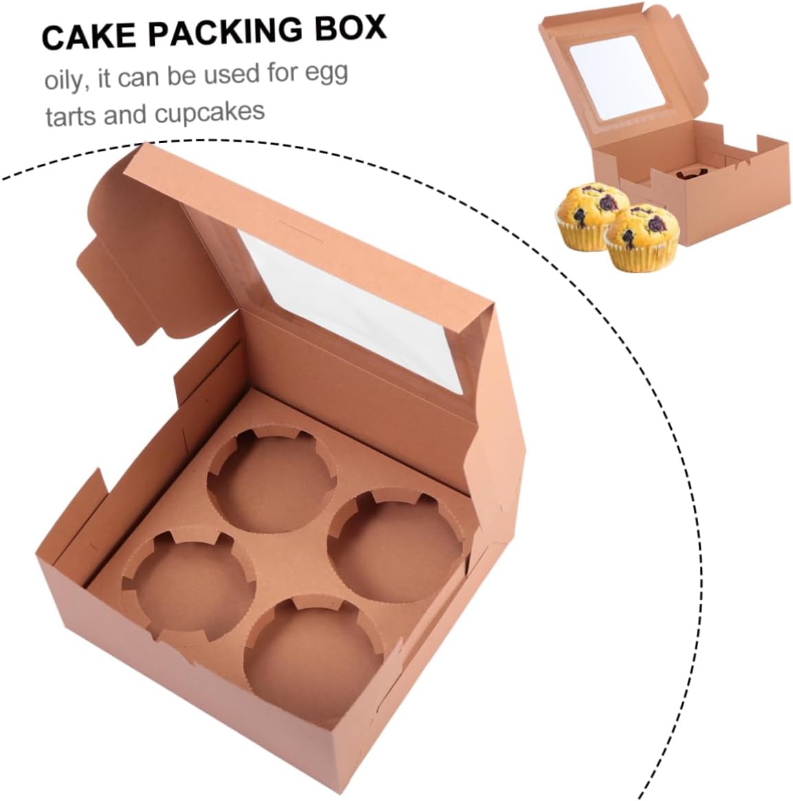 10pcs Cake Wrapping Boxes for and Tarts Kraft Dessert Packaging Window for Muffins Cookies and Treats