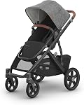 UPPAbaby Vista V3 Convertible Single-to-Double Stroller for Baby & Toddler, 30+ Configurations, Travel System Compatible, All-Wheel Suspension, XL Basket – Greyson (Charcoal Mélange/Carbon Frame)