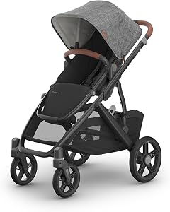 UPPAbaby Vista V3 Convertible Single-to-Double Stroller for Baby & Toddler, 30+ Configurations, Travel System Compatible, All-Wheel Suspension, XL Basket – Greyson (Charcoal Mélange/Carbon Frame)