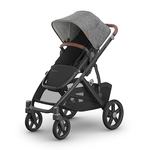 UPPAbaby Vista V3 Convertible Single-to-Double Stroller for Baby & Toddler, 30+ Configurations, Car Seat Compatible, All-Wheel Suspension, XL Basket Greyson (Charcoal Melange/Carbon Frame)