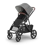 Vista V3 Stroller - Full-Size Single-to-Double Stroller System - Toddler Seat, Bug Shield, Rain Shield, and Storage Bag Included - Greyson (Charcoal Mélange/Carbon Frame/Saddle Leather)