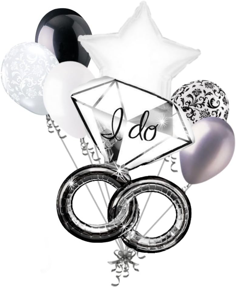 7pc I Do Wedding Ring Diamond Balloon Bouquet Party Decoration Bridal Engagement