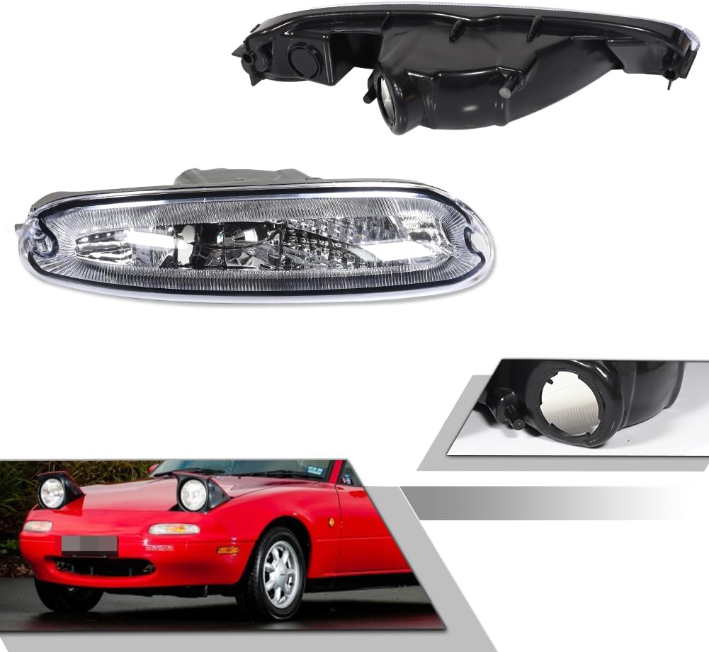 GTINTHEBOX for 1990 1991 1992 1993 1994 1995 1996 1997 Mazda MX-5 Miata Front Bumper Turn Signal Lights Clear Lens Housing Assembly OEM # 8BN151060 8BN151070
