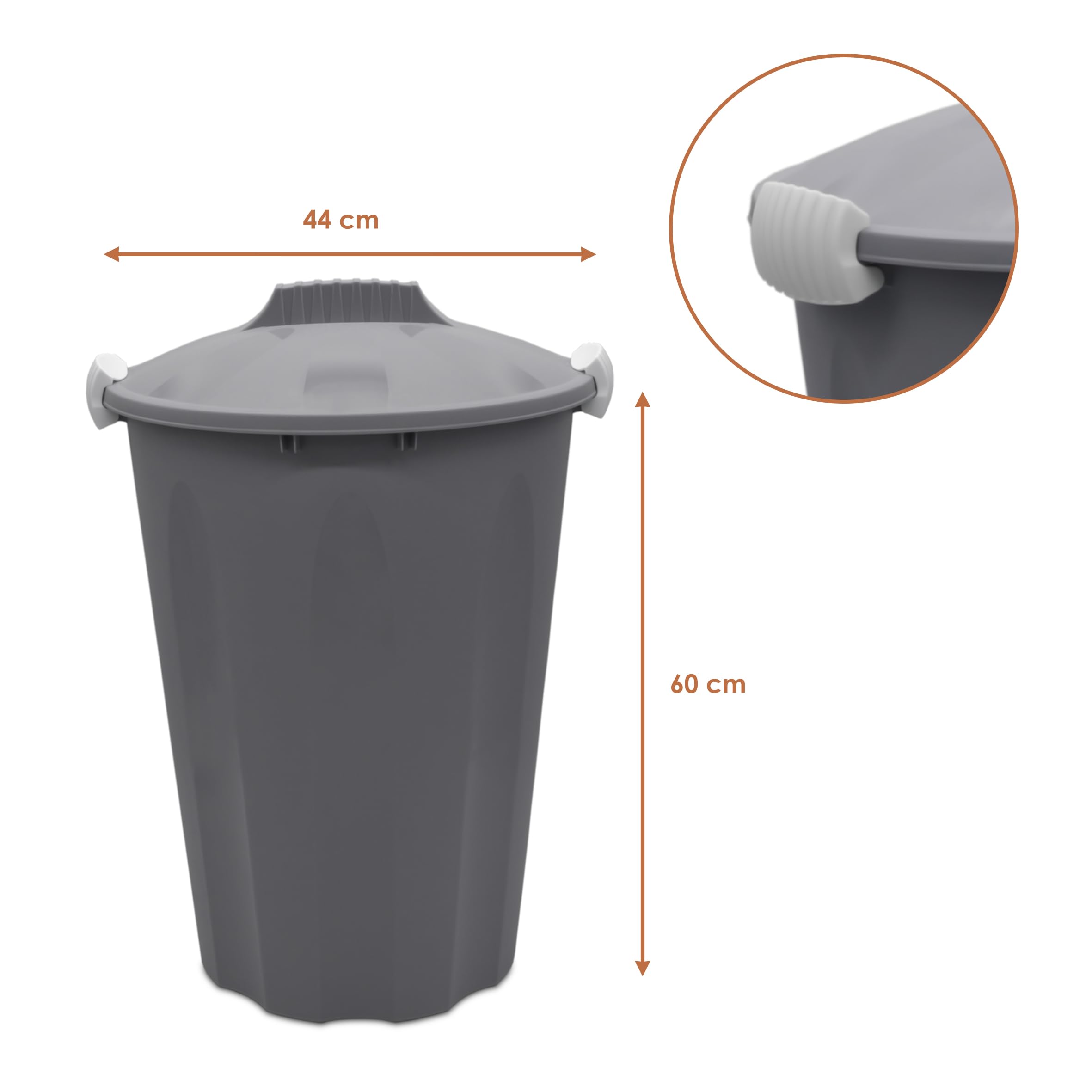 Maxi-bidone universale per la spazzatura, 40 litri, con coperchio bloccabile, in 3 colori