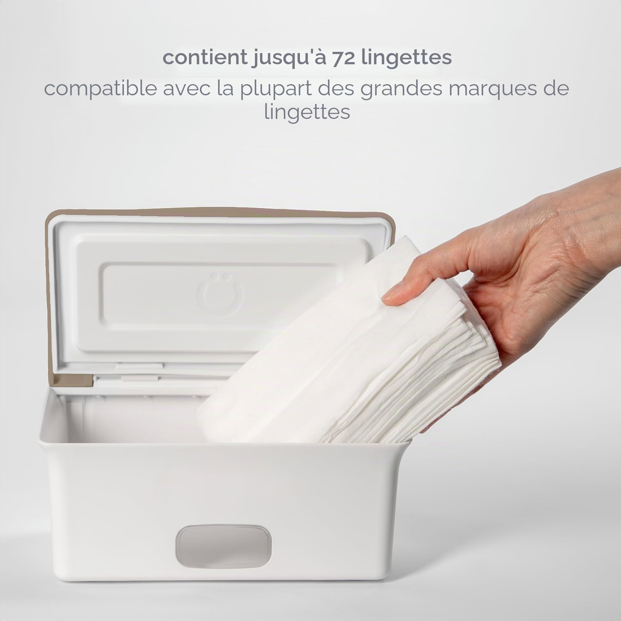 Ubbi Baby Wipes Dispenser with Weighted Plate and Secure Seal, Nursery and Baby Registry Essential to Keep Wipes Fresh, Taupe