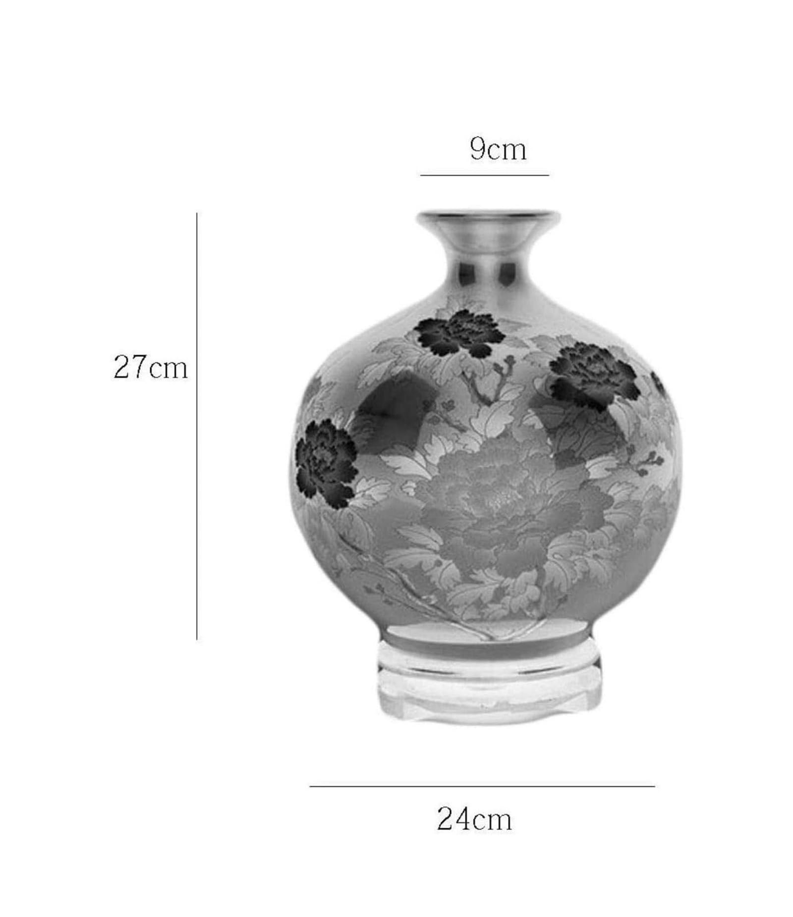 Vasen Vase aus Keramik, handgefertigt, mit Pfingstrosenmuster auf der Basis, kann im Arbeitszimmer, Hotel, Dekoration for Blumen platziert Werden (rot, 27 x 24 cm)