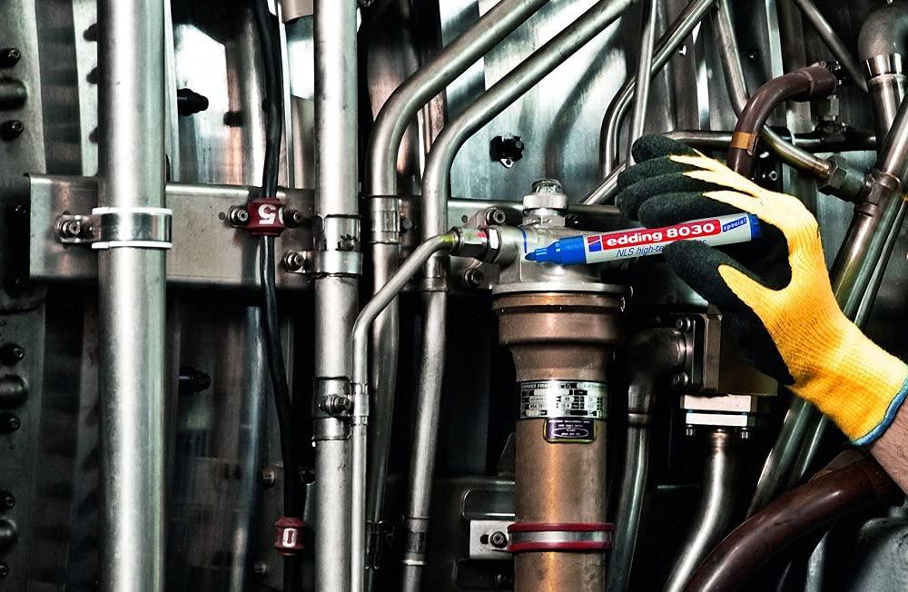 Marqueurs Edding 8030 NLS High-tech - Rouge, Pointe 1.5-3 Mm, 10 Stylos - Pour Marquage Peu Corrosif Sur Acier, Inox, Aluminium