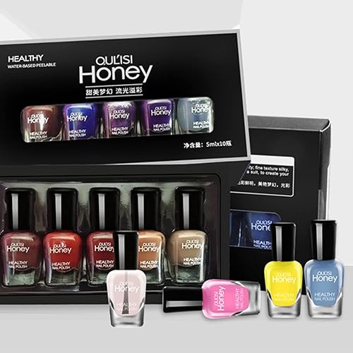 Miniatura 3 de OUL'ISI Juego de esmaltes de uñas (10 botellas) de secado rápido, fácil de quitar y de secado rápido, juego de esmaltes de uñas orgánicos a base de
