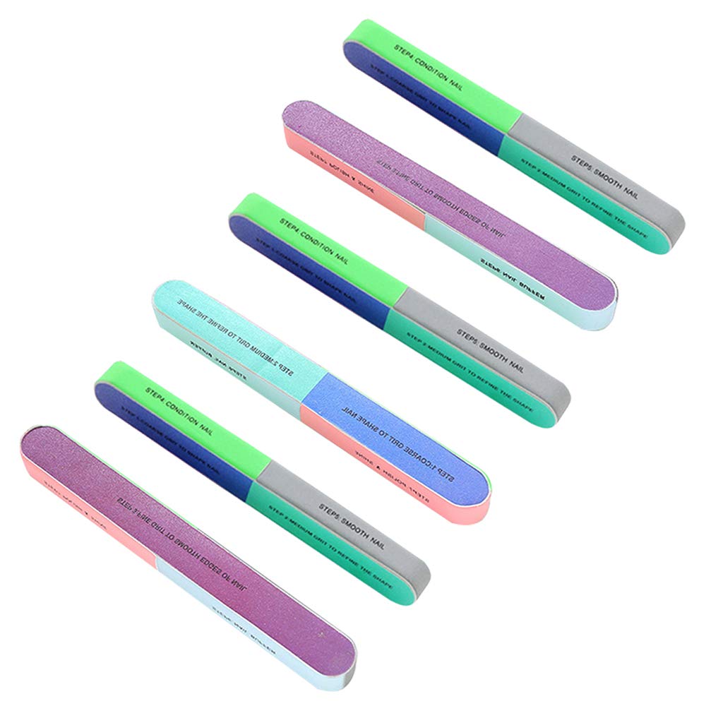6 Pcs Nail File and Nail Buffer Cosmetic Manicure, 7 Ways Professional Nail Buffer File Block Art Ma