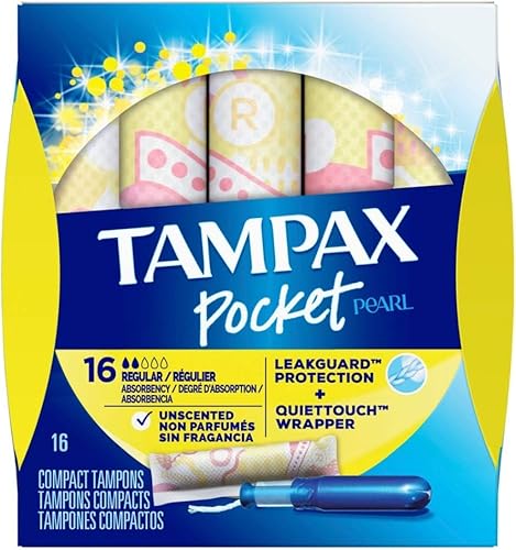Proctor & Gamble Tampax Tampones de 16 unidades de bolsillo sin perfume regular (paquete de 6)