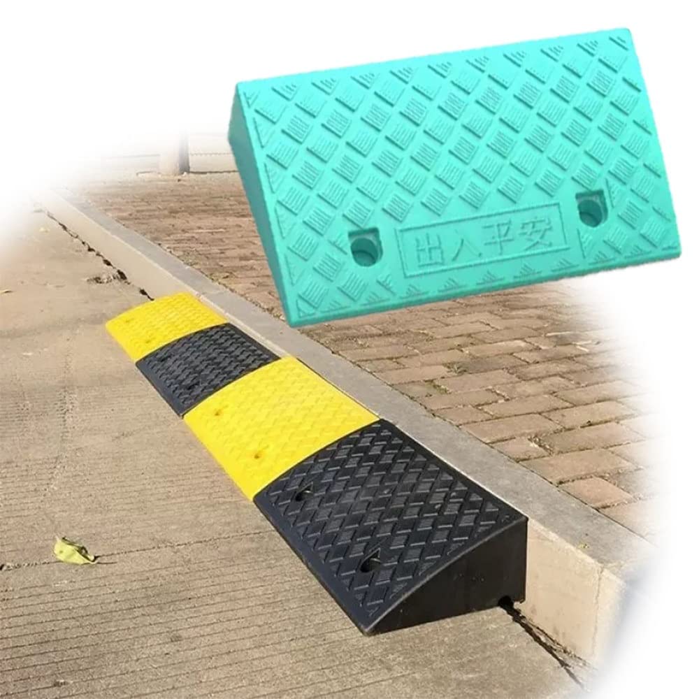 Rampa De Umbral para Acera, Rampa para Bordillos, Rampa para Silla De Ruedas Antideslizantes, 3-19cm Rampas De Plástico, 50cm De Ancho - Negro/Amarillo/Verde (Color : Green, Size : 50x27x7c