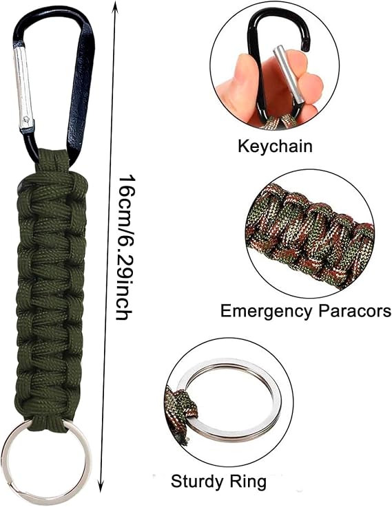 5PCS Outdoor Snap Hook Carabiner Clips, Keychain Quick Hang Mountaineering Chain, Nylon Rope Woven Keychain Ring, Carabiner Key Chain, Backpack, Mountaineering, Emergency Temporary, Unisex