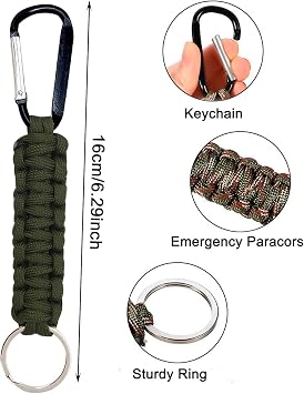 5PCS Outdoor Snap Hook Carabiner Clips, Keychain Quick Hang Mountaineering Chain, Nylon Rope Woven Keychain Ring, Carabiner Key Chain, Backpack, Mountaineering, Emergency Temporary, Unisex