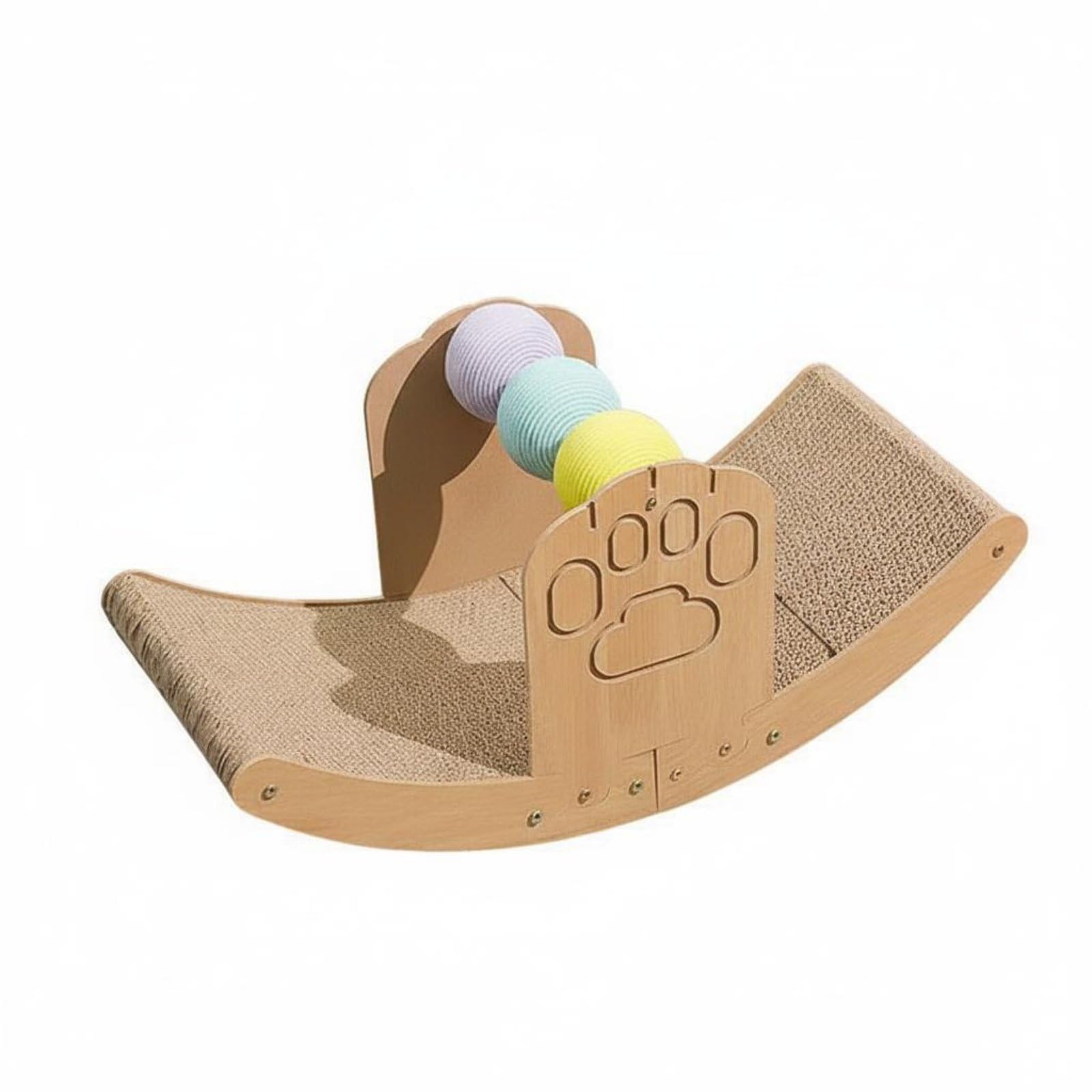 Kratzbrett Katzen Katzenliege Kratzmatte Katzenmöbel aus Extra Dicker Wellpappe mit Gewölbter Liegefläche Zum Klettern Und Ausruhen für Haustierbereich Wohnzimmer Büro, Boot+Wippe+Quadrat