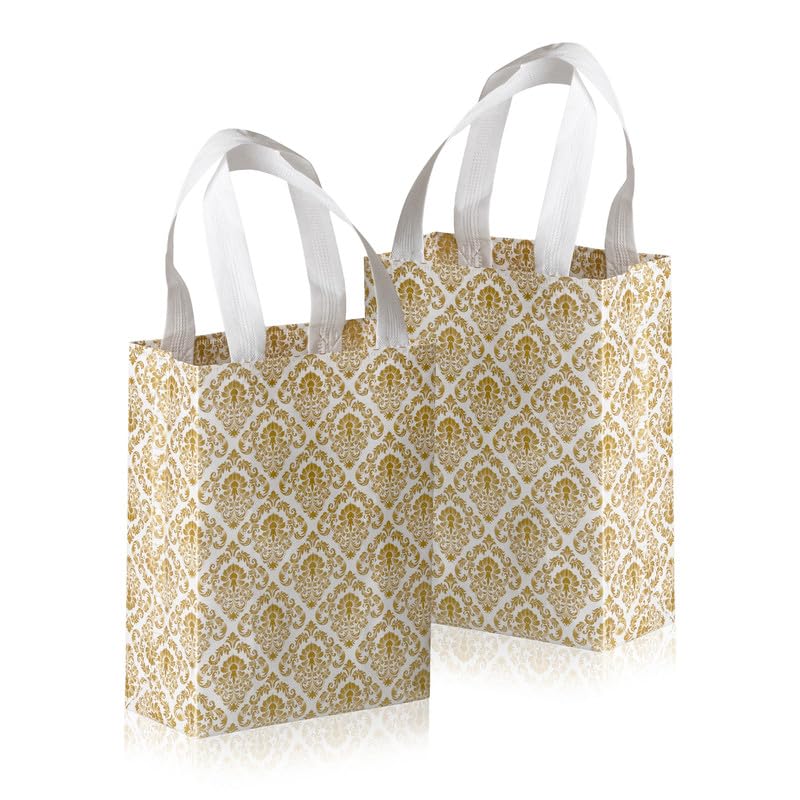 Drapme Festive Special Reusable Non-Woven Laminated Gift Bags, Wedding Gifts, Shagun Lifafa, Mithai, Jewellery, Traditional Gifting Carry Bag (Extra-Small - 6.75x9x3, White, Pack of 20)