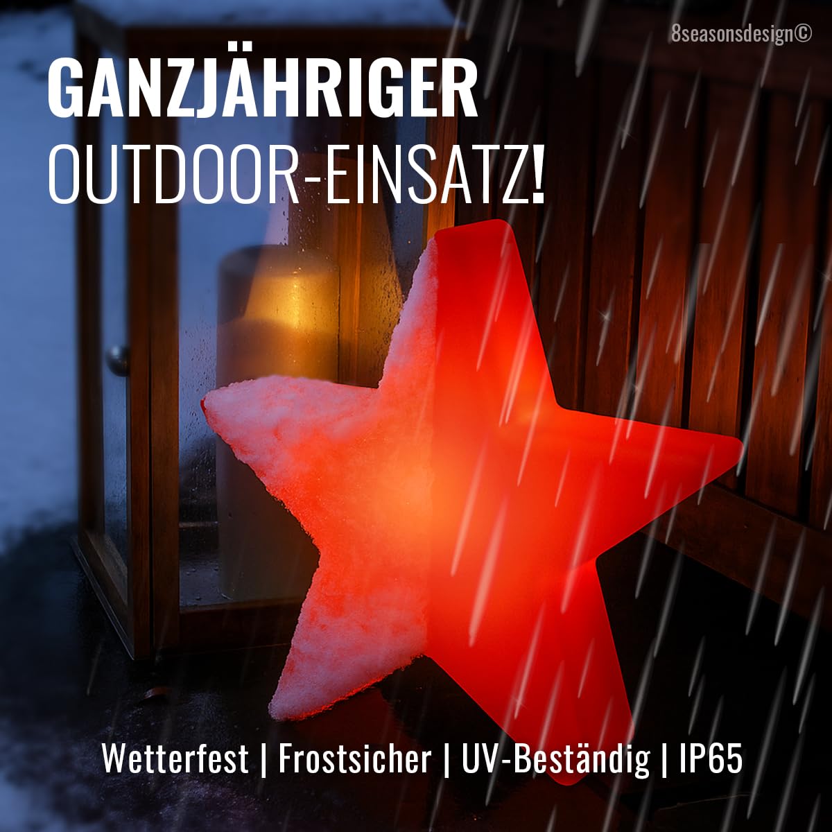 8 seasons design LED Weihnachtsstern 60cm Shining Star (Rot), E27, warmweißes Licht, wetterfest, LED Stern für außen (Garten, Terrasse, Balkon) und innen – winterfest – Weihnachtsbeleuchtung outdoor