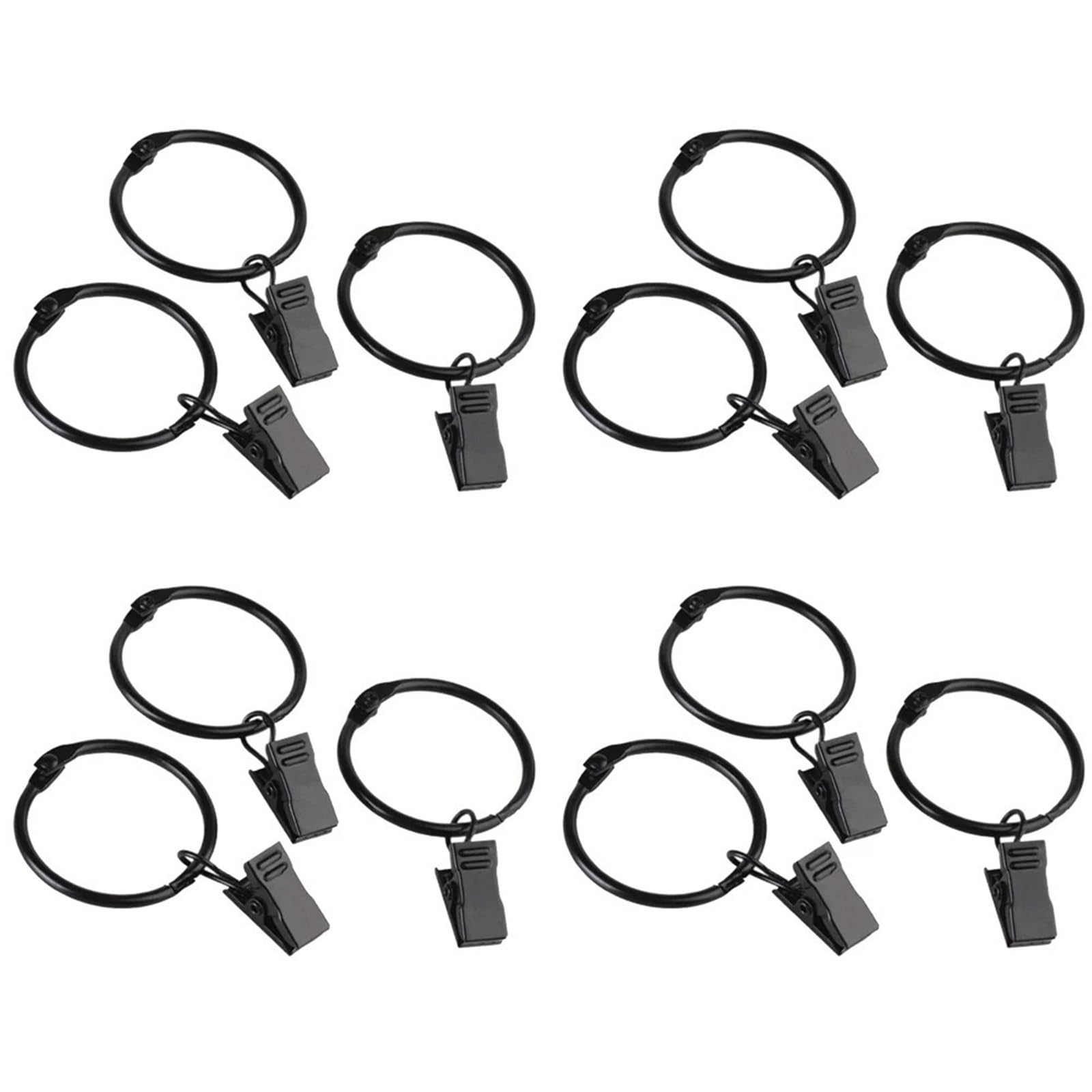 Shower Curtain Rings 12Pcs Curtain Rings with Clips Metal Hooks Hangers Drapery with Accessories