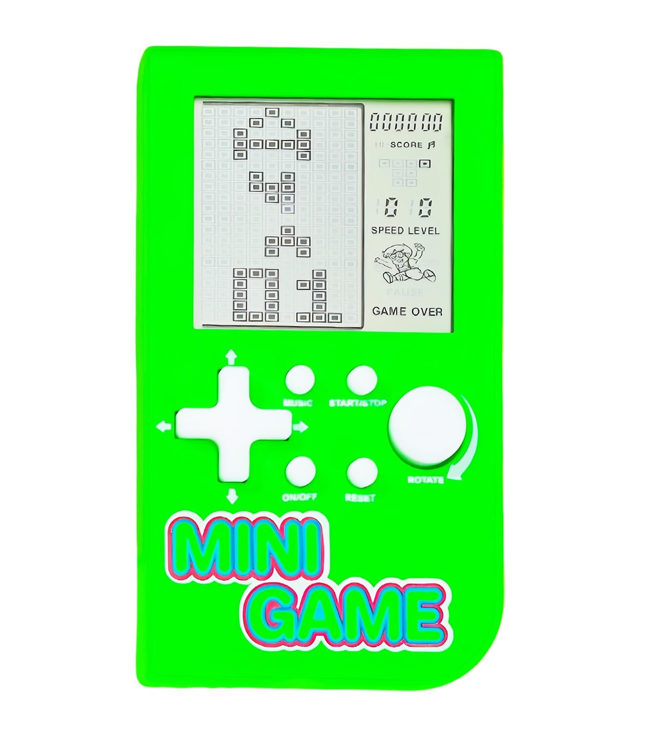 CZT Mini Puzzle Block Game Console Built-in 26 Retro Brick Games Travel/Indoor/Outdoor Leisure Handheld Game Console Portable Electronic Games Children/Students/Teens Toys (Green)