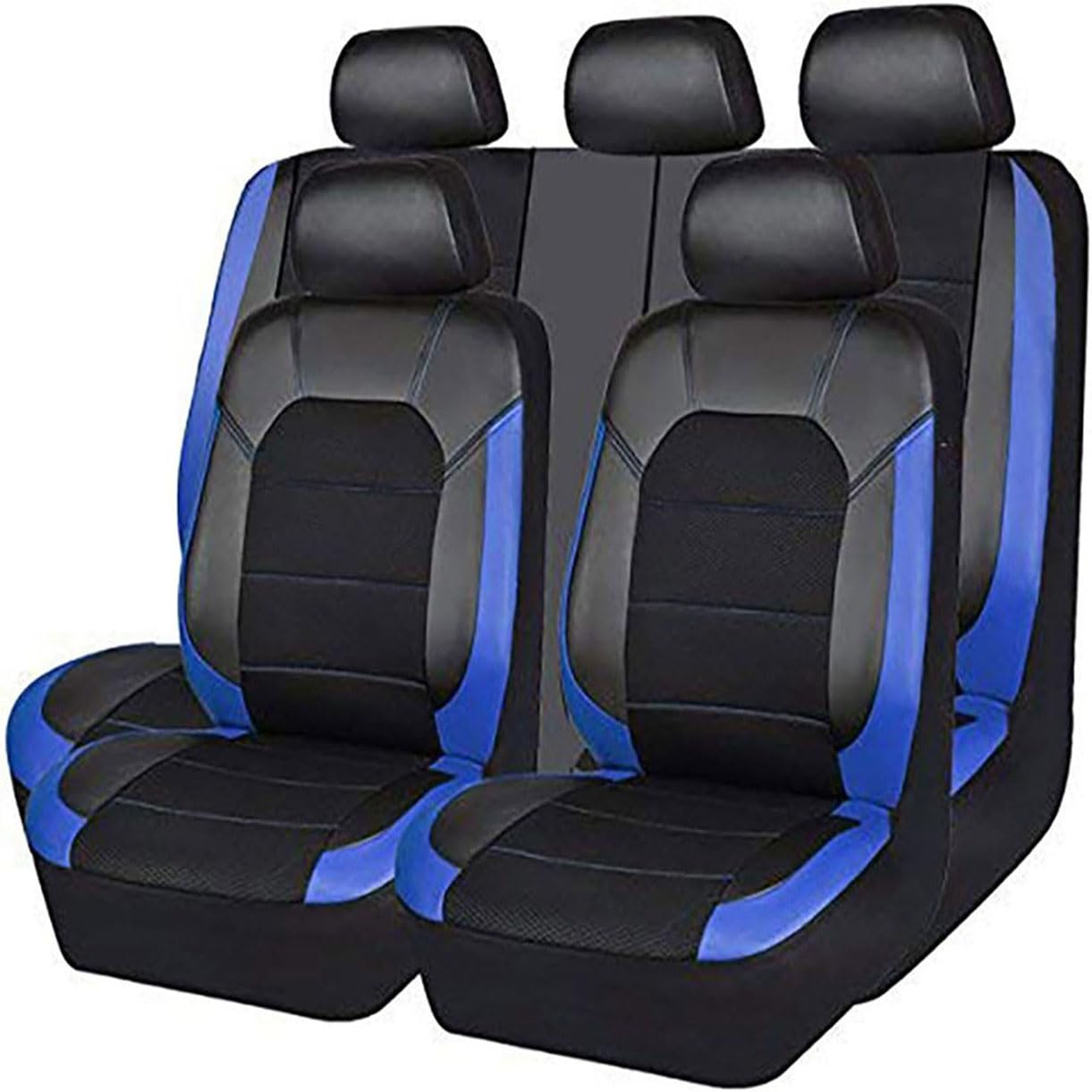 Vaatye A/Black-Blue Vtye Cr Set Covers Full Set For Vuxhll Mokk 2012-2024,Wterproof Scrtch Resistnt Protect Front Nd Rer Pu Lether Set Covers Protectors,