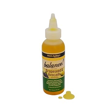 Aunt Jackie's Natural Growth Oil Blends Balance - Grapeseed and Avocado, Pre-Shampoo Treatment, Improves Porosity and Moisture Balance, 4 oz