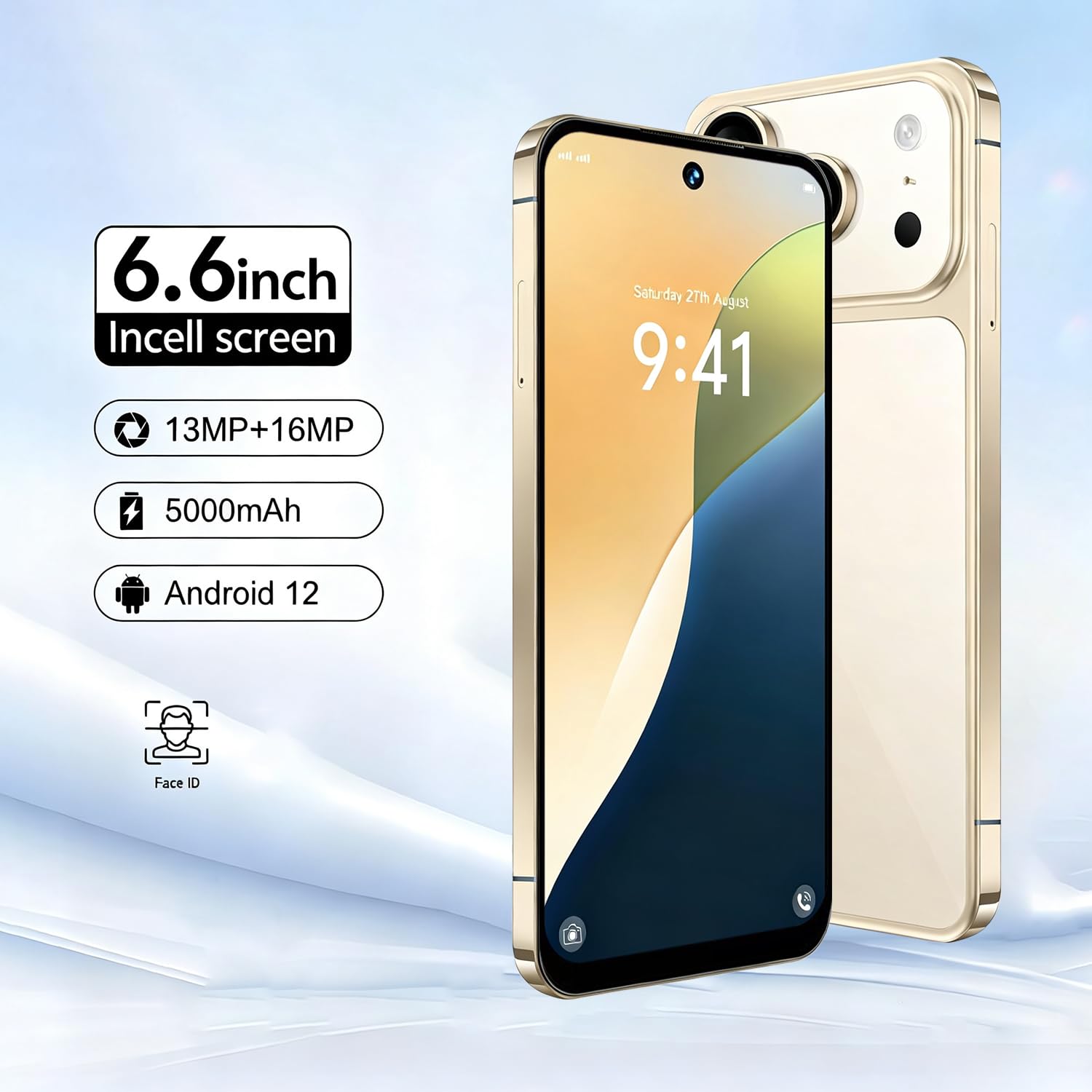McMgc Cellulare 4G Sbloccato Schermo Incell 6,6", 4GB+32GB Espandibile fino a 256GB, Batteria 5000mAh, Android 12, Doppia Fotocamera 13MP+16MP, Porta Tipo-C (Gray)