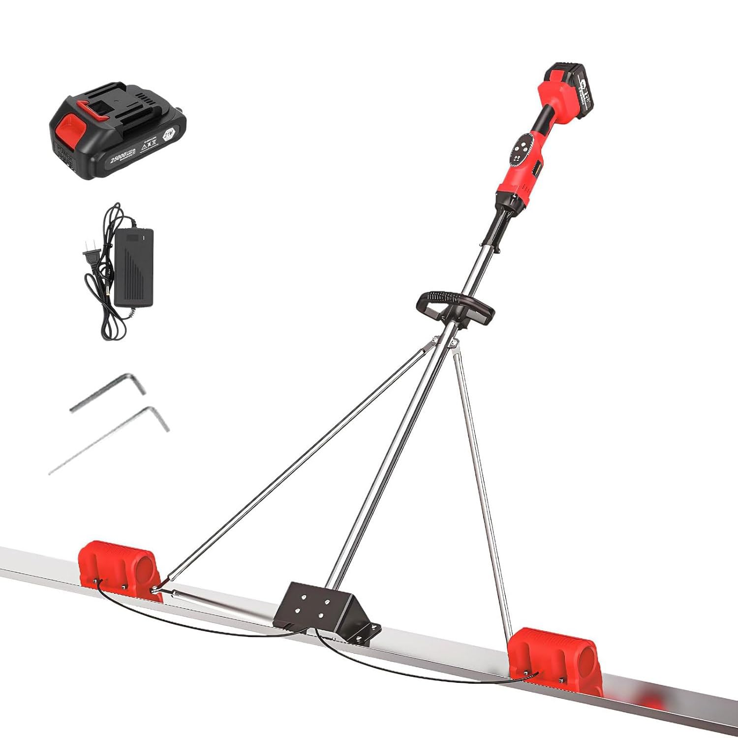 Concrete Screed Vibratory Kit Cordless Concrete Power Trowel Wet Screed Bull Float Surfac-e Leveling Tool with Upgraded Brushless Motor &amp; Stainless Steel Board Battery Powered 1.5M