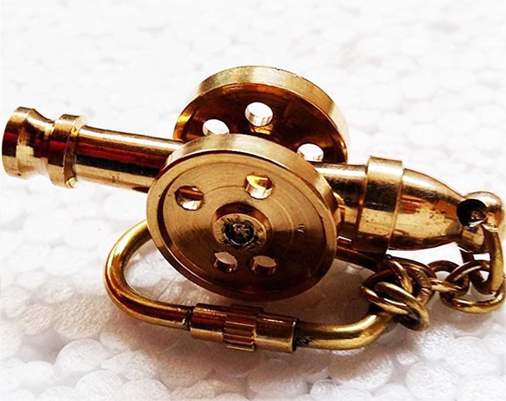 SHAHEERA NAUTICAL MAX Engineering Enterprises Nautical Vintage Brass Ship Cannon Key Chain Key Ring